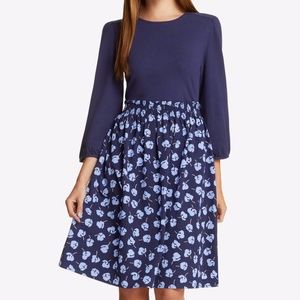 Draper James Navy and Blue Patterned Mini Dress